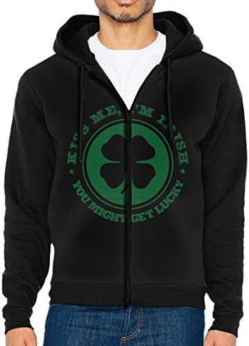 Kiss Me I'm Irish,You Might Get Lucky Men's 100% Polyester Fashion Trend All-Match Hooded Sweatshirts With A Pocket&Zipper