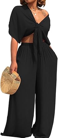 crop top and pant dress