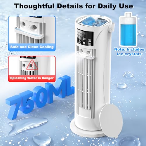 Portable Air Conditioner - 3 Speeds & Storm Mode & Mist Spray, Tower Cooling Fan with Timer, Evaporative Air Cooler 120° Oscillation for Home, Office, Bedroom - Portable AC Standing Fan