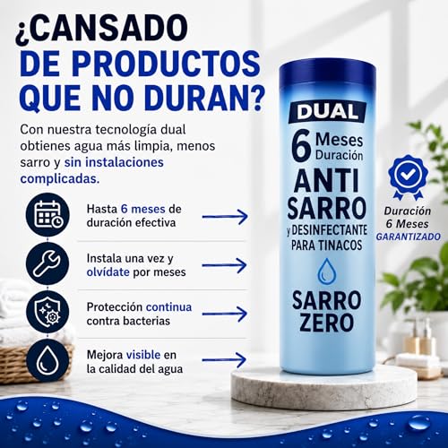 Genérico Sarro Zero | Sistema Antisarro para Tinacos | Tratamiento para Agua Más Limpia y Sin Olores | para 450–1100 L | Pack de 3 | Efecto por 6 Meses
