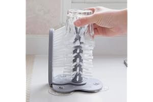 FATDAA Water Bottle Cleaning Glass Washer Brush Cup Sink Washer Brush with Suction Base Bristle Brush for Beer Cup, Long Leg Cup, Red Wine Glass and More Bar Sink Brushes Cup Brush Bar Kitchen Tool