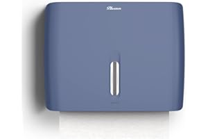 PLUSSEN Paper Towel Dispenser Wall Mount,Capacity 200+ Sheets ZFold Tri Fold Blue Adhesive No Drilling or Screws Installation for Home Toilet