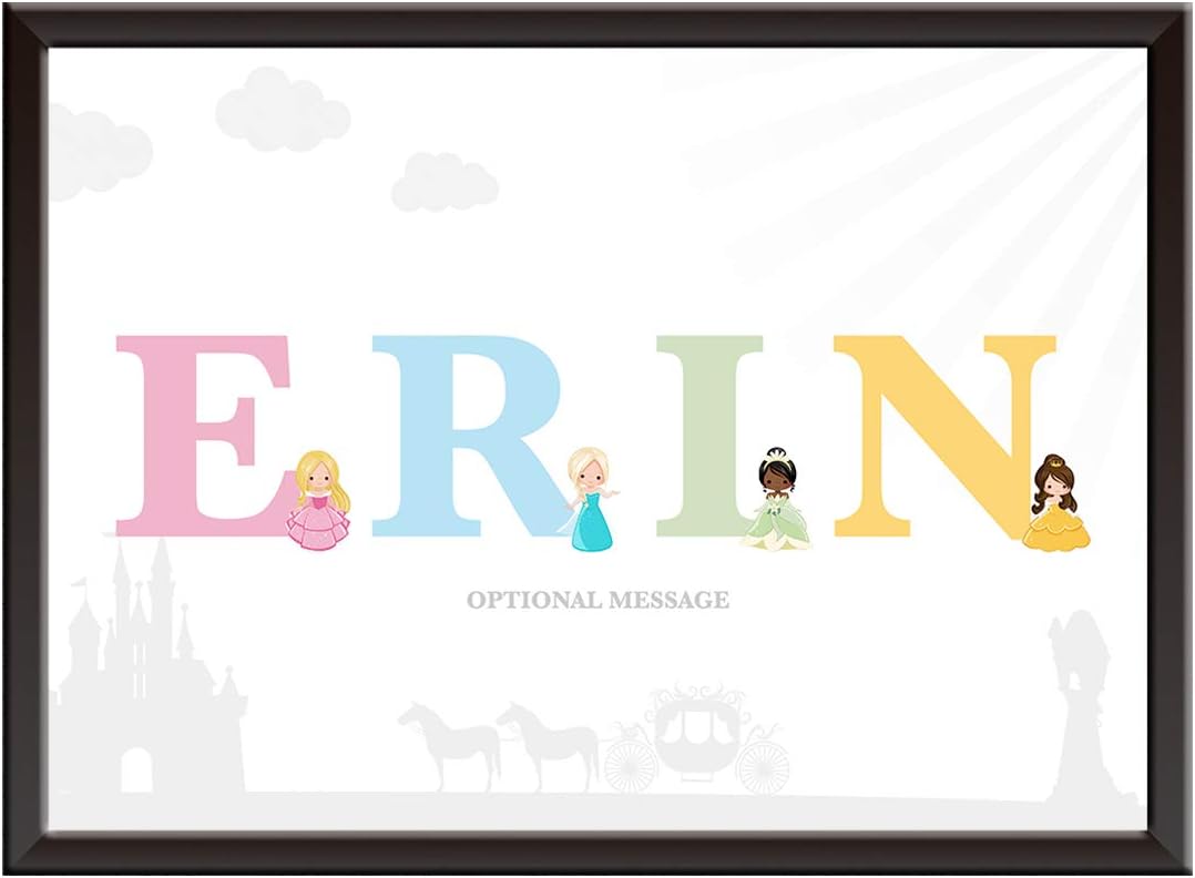 PERSONALISED Disney Princess Wall Art Print - Cute birthday gift, Christening, Baptism, girls bedroom/baby nursery decor. Daughter keepsake, Sister, Granddaughter. Framed picture or unframed poster