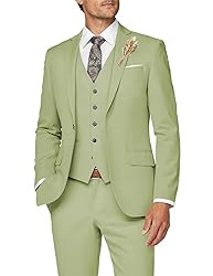 Wangyue Mens 3 Piece Suit Light Green Suits for Men