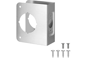 Door Reinforcement Plate, 1 Pack Stainless Steel Lock and Door Reinforcement Plate Fits 1-3/4" Thick Doors, Silver