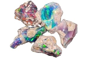 JAGUAR GEMS Natural Raw Ethiopian Opal Stone Lot, Rough Crystals and Gemstone, Jewelry Making Supplies, Chakra Healing, Energy Stones for DIY Jewelry