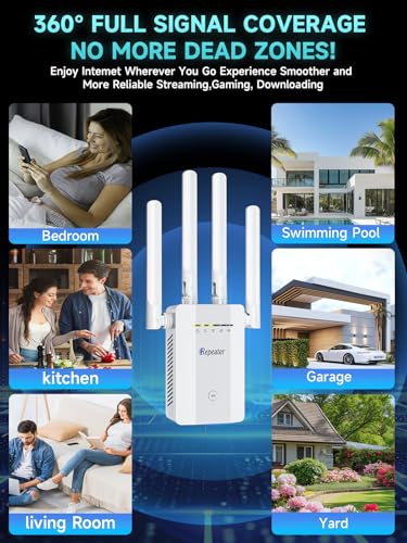 2026 New WiFi Extender Signal Booster for Home, 15715sq.ft Long Range WiFi Repeater Wireless Routers Signal Amplifier, Mesh WiFi 15X Faster Access Point with Ethernet Port, Easy Setup, 5 Working Mode