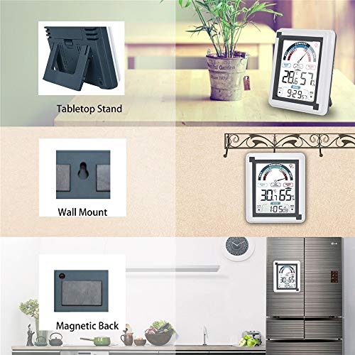 Indoor Thermometer Monitor Intelligent Wireless Precise Detection Indoor Hygrometer Thermometer Touch Screen Monitor for Kitchen Home Restaurants (gray) - Thumbnail 5