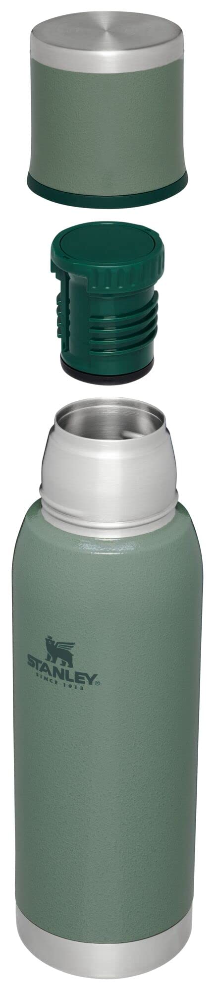 Stanley Adventure-To-Go Vacuum Bottle 25 oz | Wide Mouth with Leakproof Cup Lid | Keep Drinks Hot or Cold | Packable for Travel | Insulated Stainless Steel Thermal Bottle | BPA-Free | Hammertone Green