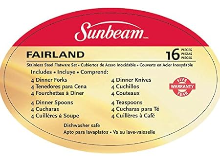 Amazon.com | Gibson Sunbeam Fairland 16-Piece Flatware Set, White, Service for 4: Flatware Sets