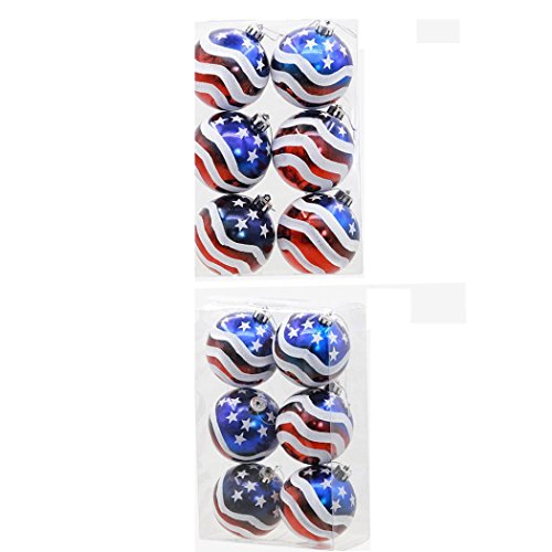 Tenworld 6pcs Christmas Ball Ornaments Shatterproof Christmas Decorations Tree Balls for Holiday Party Decoration (Ball Size:8CM, US) - Thumbnail 2