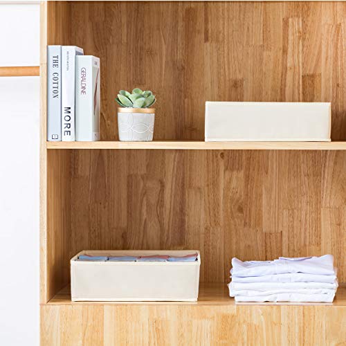 Qozary Closet Socks Organizer Drawer Divider, 24 Cell Collapsible Closet Cabinet Organizer Underwear Storage Boxes for Storing Socks, Lingerie, Underwear (Beige, 24 X 2) - Thumbnail 6