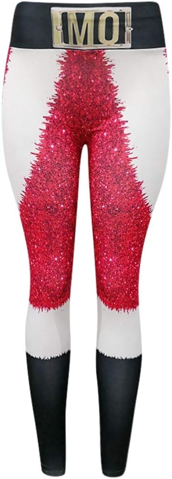 Sunday77 Christmas Winter Snowflake Santa Reindeer Stocking-Filler Women's Yoga Leggings Gym Fitness Running