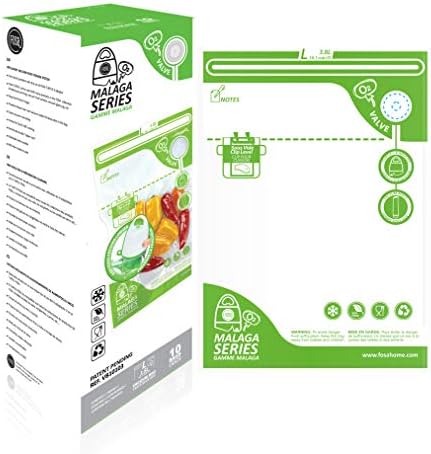 FOSASpanish Reusable Vacuum Food Storage Bags - Large 10x14 inch Zipper Bag, 10 pack