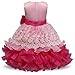 NNJXD Girl Ruffles Vintage Embroidered Sequins Flower Wedding Dress Size (140) 6-7 Years Rose