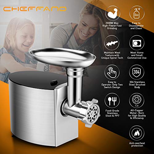 Meat Grinder Electric, CHEFFANO Stainless Steel Meat Grinder Machine