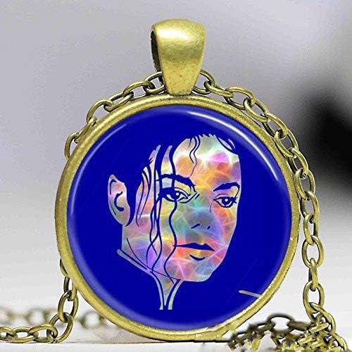 suofeiyaRound Glass Silver Gift Necklace Michael Jackson NIKFINEARTS Famous People Stars