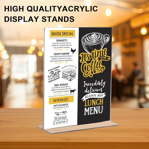Grapelet 6 Pack A5 5.8 x 8.3inch Clear Acrylic Sign Display Stand, Ideal for Wedding Table Numbers, Double Sided Picture and Menu Holder