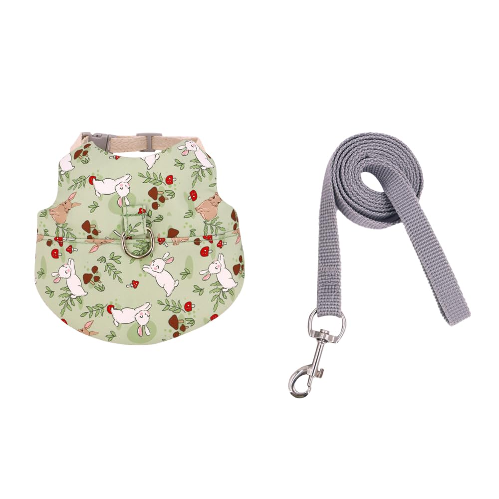 Rabbit Harness and Leash Set,Adjustable Ferret Training Vest Lead with Metal Buckle & 360° Rotating Hook for Rabbit Ferret Small Pets Outdoor Walking