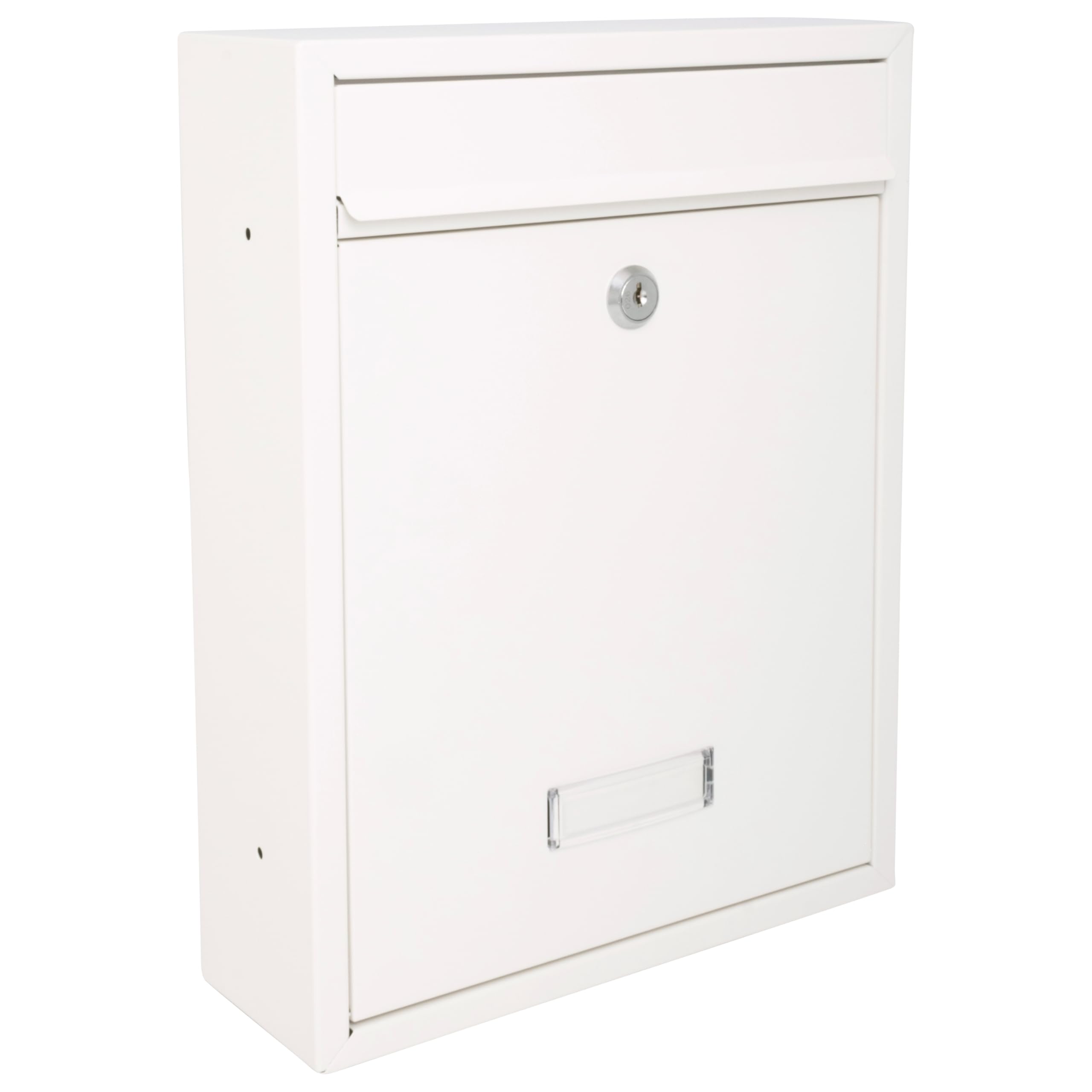 Burg-Wachter MB19 Trent Wall Mounted Galvanised Steel Lockable Weatherproof Post Box, White, 26x34x9cm