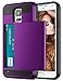 Vofolen Case for Galaxy S5 Case Hybrid Cover Galaxy S5 Wallet Case Shock Absorption Rubber Soft Bumper Armor Anti-Scratch Protective Shell with Slide Card Holder Slot for Samsung Galaxy S5 (Purple)