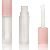 COSIDEA 24 pcs Empty 5ml big brush lip gloss tube Pink round lipgloss tubes container with big doe foot wand cosmetic packing containers