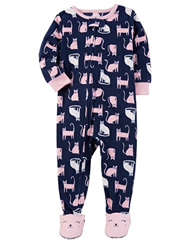 Carter's Girls Fleece Sleeper Pajamas (6, Navy Cats)