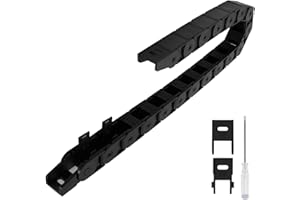 LMioEtool R38 18mm x 18mm(Inner H x Inner W) Black Plastic Cable Wire Carrier Drag Chain 1M Length for CNC, with End Connectors - Semi Enclosed Type (Inner side openable)