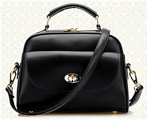 Outdoor Portable big bag by Eyedow Kingdom PU Leather Handbags Crossbody Shoulder Pretty Girls and Women (Black)