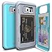 Galaxy S6 Case, TORU [S6 Wallet Case Teal] Protective Slim Fit Dual Layer Hidden Credit Card Holder ID Slot Card Case with Mirror for Samsung Galaxy S6 (2015) - Cyan