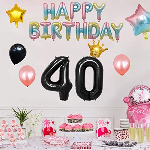 DreamJ-40th-Birthday-Party-Balloons-54Pcs-Birthday-Decorations-Rose-Gold-Black-Balloons-with-Gradient-Rainbow-Balloons-40th-with-Happy-Birthday-Banner-Birthday-Party-Decorations-Set