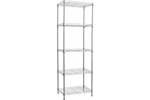 REGILLER 5-Wire Shelving Metal Storage Rack Adjustable Shelves, Standing Storage Shelf Units for Laundry Bathroom Kitchen Pantry Closet(Silver, 16.6L x 11.8W x 53.5H)