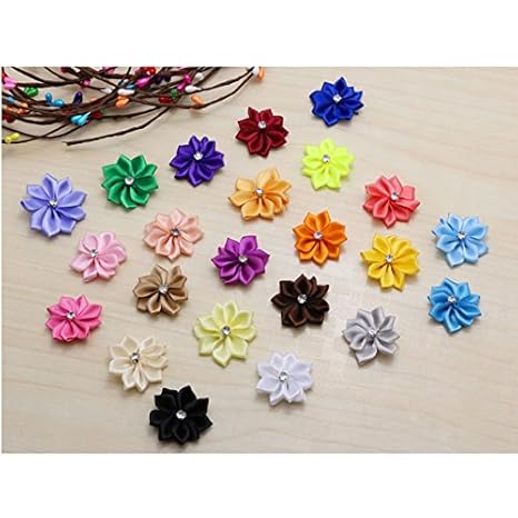 Generic 9 Color 50pcs Lot Diy Headband Satin Flower Without Hair