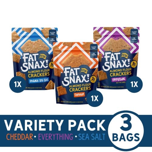 Fat Snax LowCarb Keto Crackers, Variety Pack, 2.25 Ounce (Pack of 3