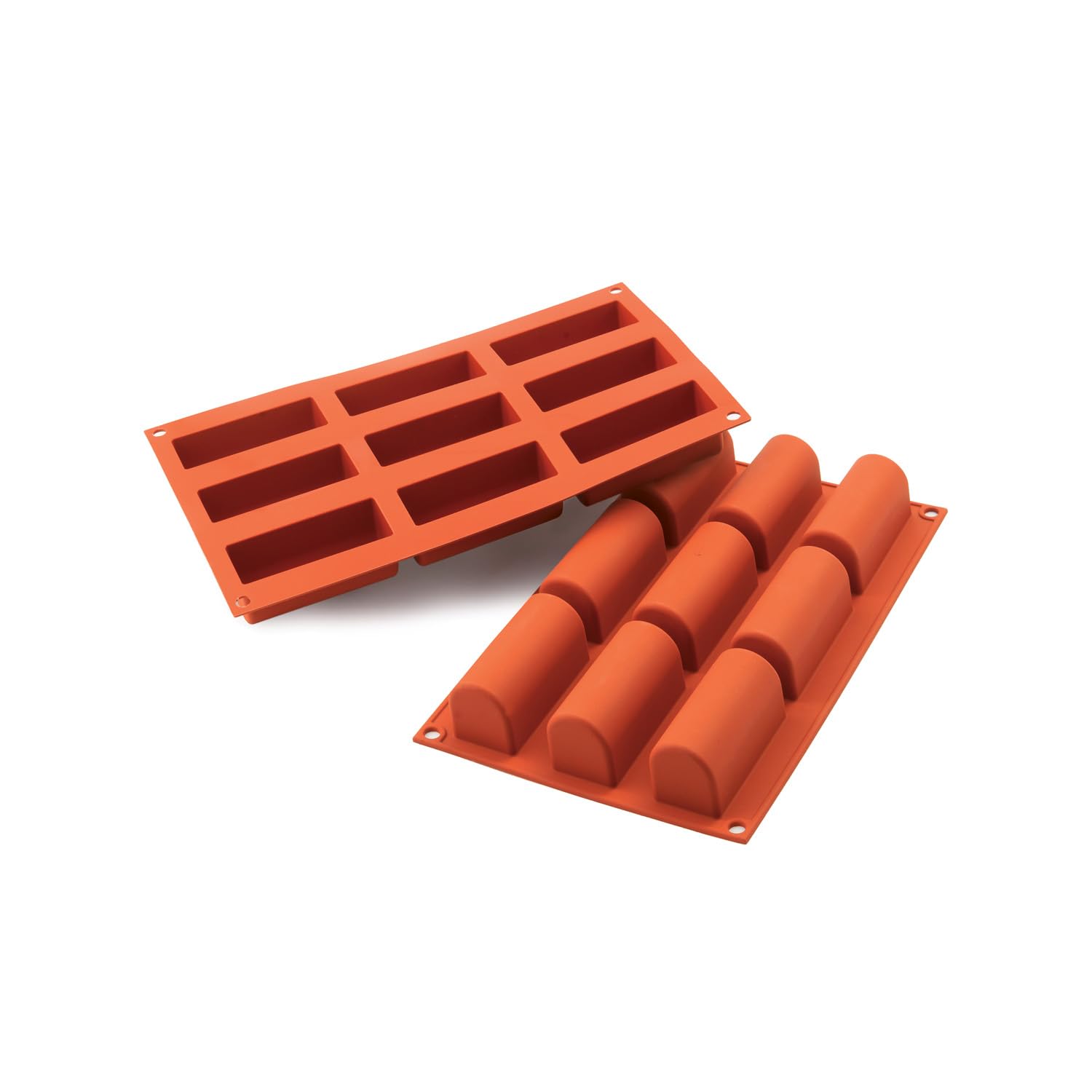 silikomart | SF130 Silicone Mould for MIDI BÛCHE Monoportions, non-stick, 9 Monoportions, Pack of 1 Cake mould, 84 x 32 mm, h 35 mm, Made in Italy, Terracotta