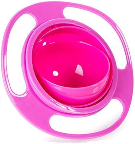 YiyuanSupermarket Gyro Bowl- Spill Resistant Kids Gyroscopic Bowl with Lid Non Spill Bowl (Pink)