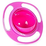 Aomeiter Gyro Bowl- Spill Resistant Kids Gyroscopic Bowl with Lid Non Spill Bowl Pink