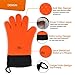 BBQ Grilling Gloves, Heat Resistant Kitchen Silicone Oven Mitts Extra Long Waterproof (Orange)