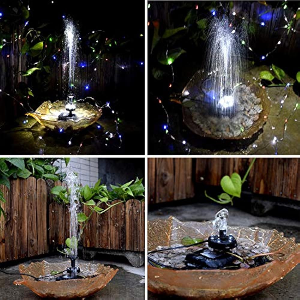 Battery Backup Solar Fountain Pump LED Lighting For Pool ...