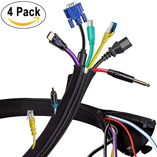 Cable Management Sleeve - Expandable Computer Cord Organizer System - 19.5