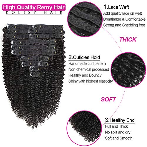 Rolisy Kinky Curly Clip In Hair Extensions Afro 3c 4a Kinky
