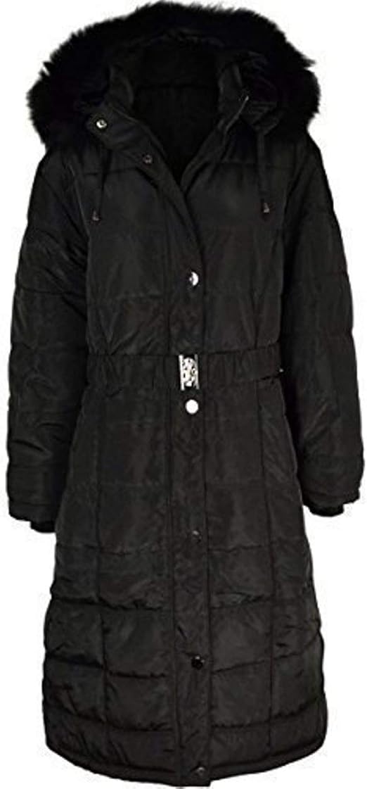 Fashion Thirsty Womens Ladies Long Winter Coat Padded Quilted Puffa