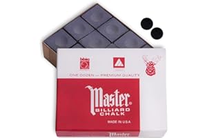 MASTER CHALK Master Billiard Pool Cue Chalk Premium Quality - 1 Dozen - Made in The USA + 2 pcs of Quality Billiard Pool Table Spots by Tweeten Fibre Co.