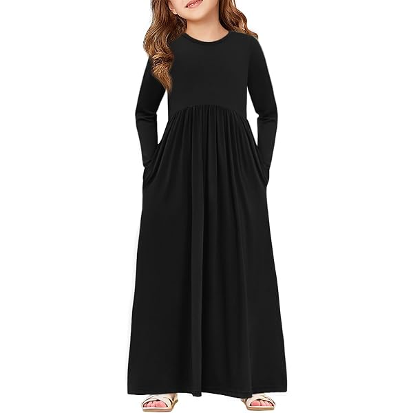 girls maxi dress with sleeves Girls Yellow Flowered Dress