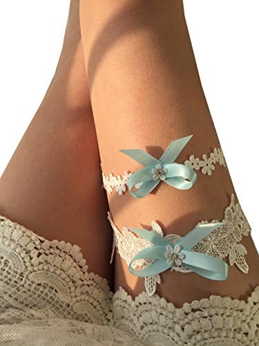 YuRong Wedding Garter Set Rhinestone Bow Lace Garter Set Bridal Garter Set G17