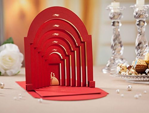 Wedding Invitations Kits 20X Wishmade Wedding Invitations Cards Customized Luxurious Vintage White Red 3D Pop UP Palace Invitation Cardstock for Marriage CW3083
