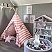 Tiny Land Kids Teepee Tent for Girls Princess, 5' Canvas Childrens Play Tent for Indoor Outdoor with Carry Case , Pink & White Stripe