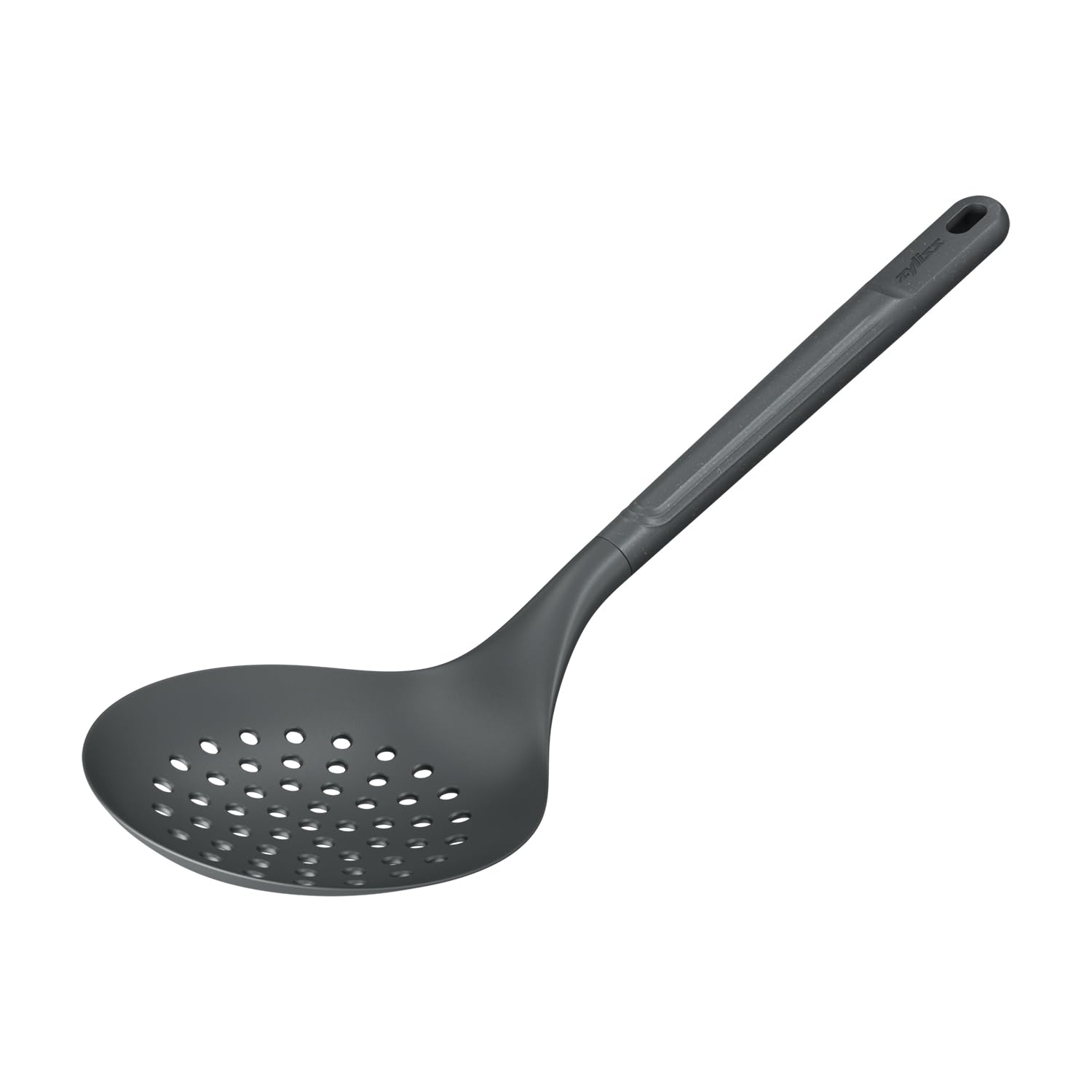 Zyliss Skimmer, Sustainable Wheat Straw/Nylon, Cooking Spoon with Holes for Skimming/Draining, Non Stick, Heat Resistant Nylon Head, Beluga Grey, 33.5cm x 12cm, Dishwasher Safe