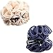 Polytree 2pcs Women's Chiffon Rose Flower Bow Hair Clip (Beige Navy)
