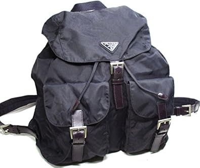 Amazon プラダ リュックサック ナイロン レザー Prugna ブルーニャ プラム 青紫 シルバー金具 中古 Prada プラダ メンズ